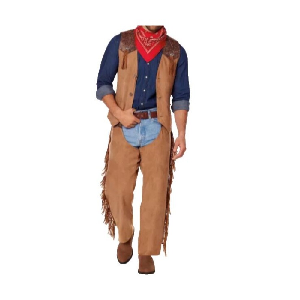 Spirit Halloween Western Cowboy Chaps Bandana & Belt Kit   Adult L  NWT